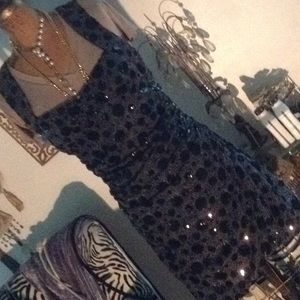 Embroidered sequined dots mini dress